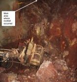 rockfall at development face in underground mine
