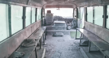 Interior of overloaded bus in chinese mine