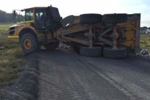 articulated dump truck rolled