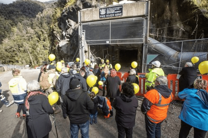 Pike River Families watch on as three mine workers enter the Pike River Mine