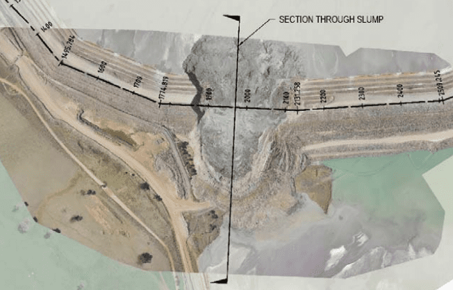 cadia tailing dam failure aerial image