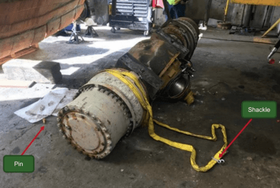 Lifting incident involving a loader axle assembly for a mine loader
